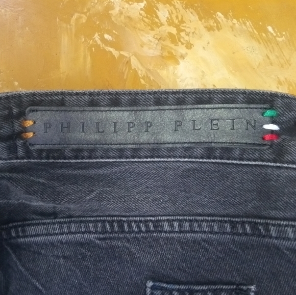 Phillip Plein Patched Rugged Denim Jeans Dark Grey 32 - Picture 6 of 7